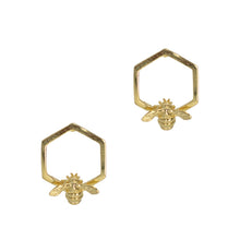Load image into Gallery viewer, Hexagon Bumble Bee Stud Earrings - Bill Skinner Studio