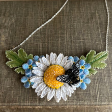 Load image into Gallery viewer, Daisy, Forget-me-not and Bee Necklace - Vikki Lafford Garside