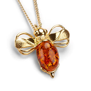 Bumble Bee Necklace in Silver and Amber - Henryka