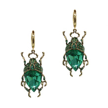 Load image into Gallery viewer, Green Cut Glass Beetle Earrings - Bill Skinner Studio
