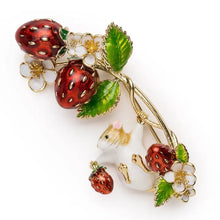 Load image into Gallery viewer, Strawberry &amp; Mouse Brooch - Bill Skinner Studios
