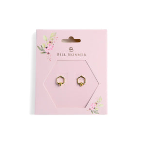Hexagon Bumble Bee Stud Earrings - Bill Skinner Studio