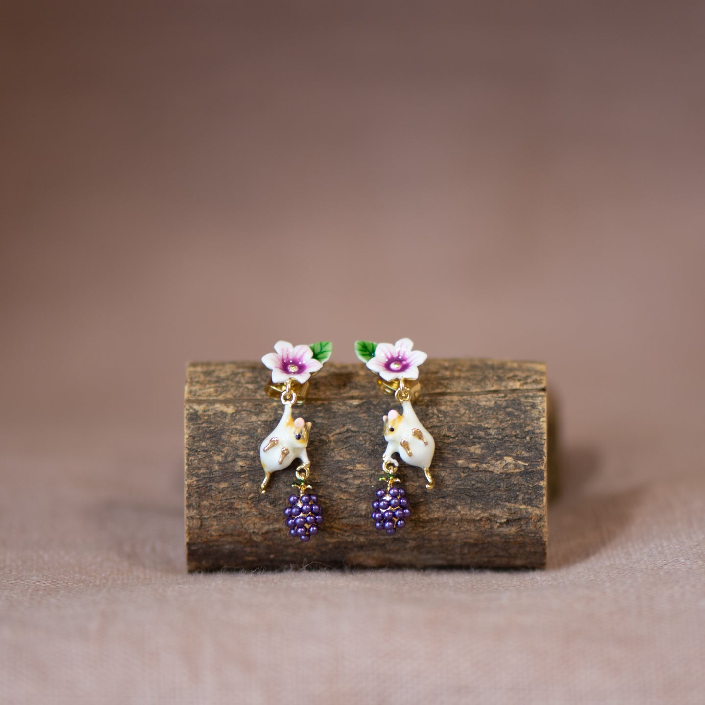Blackberry and Mouse Drop Earrings - Bill Skinner