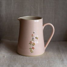 Load image into Gallery viewer, Hogben Pottery Jug - Hollyhock and Honey Bee
