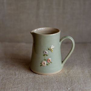 Hogben Pottery Jug - Hollyhock and Honey Bee