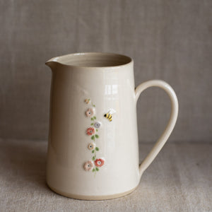 Hogben Pottery Jug - Hollyhock and Honey Bee