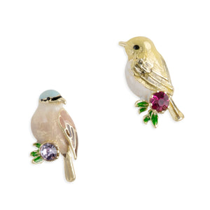 Goldcrest & Coal Tit Mismatched Studs - Bill Skinner Studio