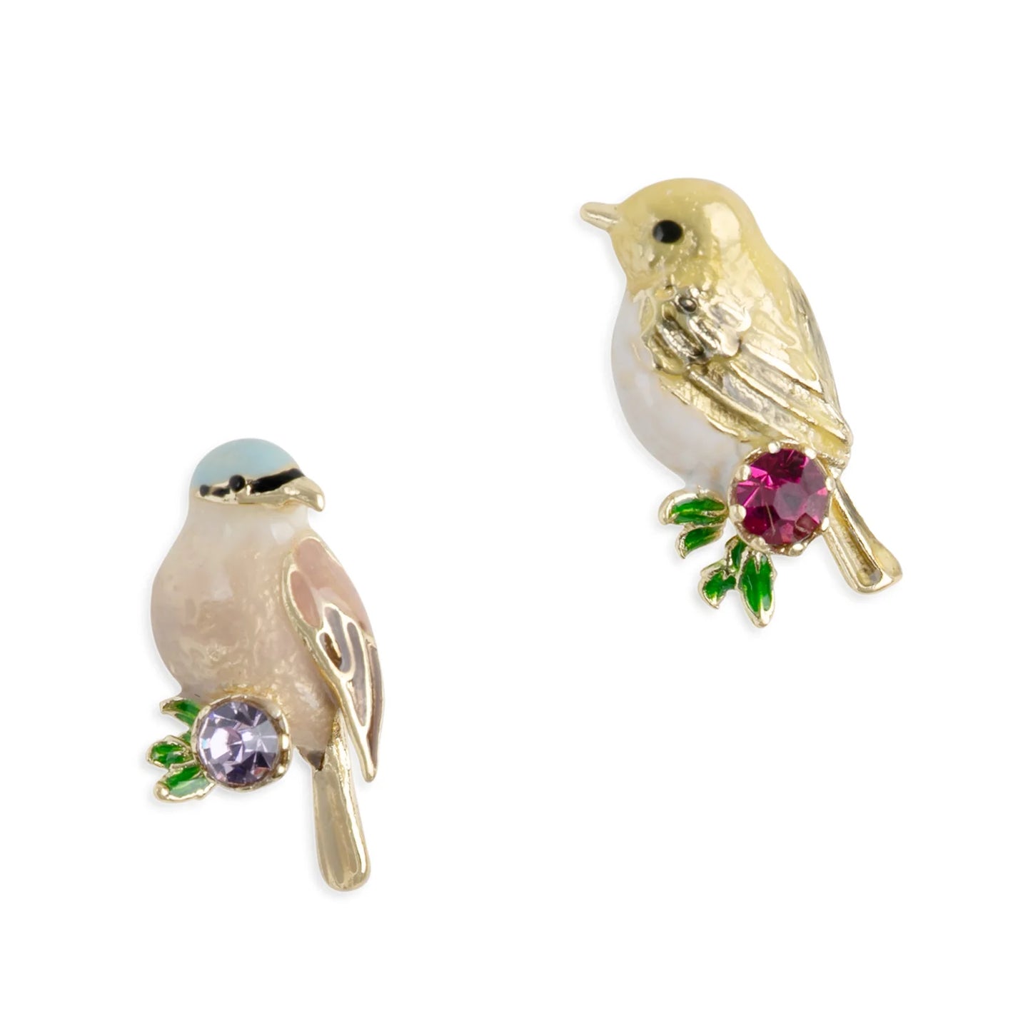 Goldcrest & Coal Tit Mismatched Studs - Bill Skinner Studio