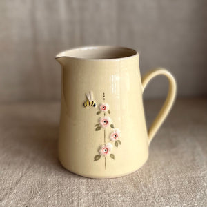 Hogben Pottery Jug - Hollyhock and Honey Bee