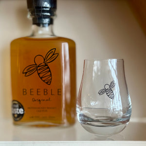 Beeble etched dram glass