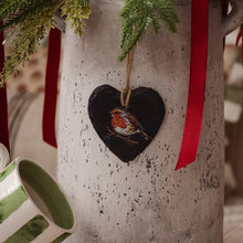 Load image into Gallery viewer, Robin Heart Slate Decoration - Selbrae House
