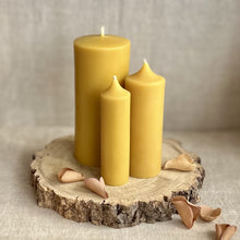 Load image into Gallery viewer, Natural beeswax pillar candles
