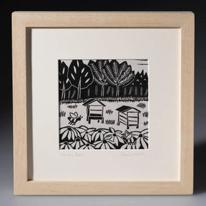 Honey Bees Framed Linen Print - Gail Kelly