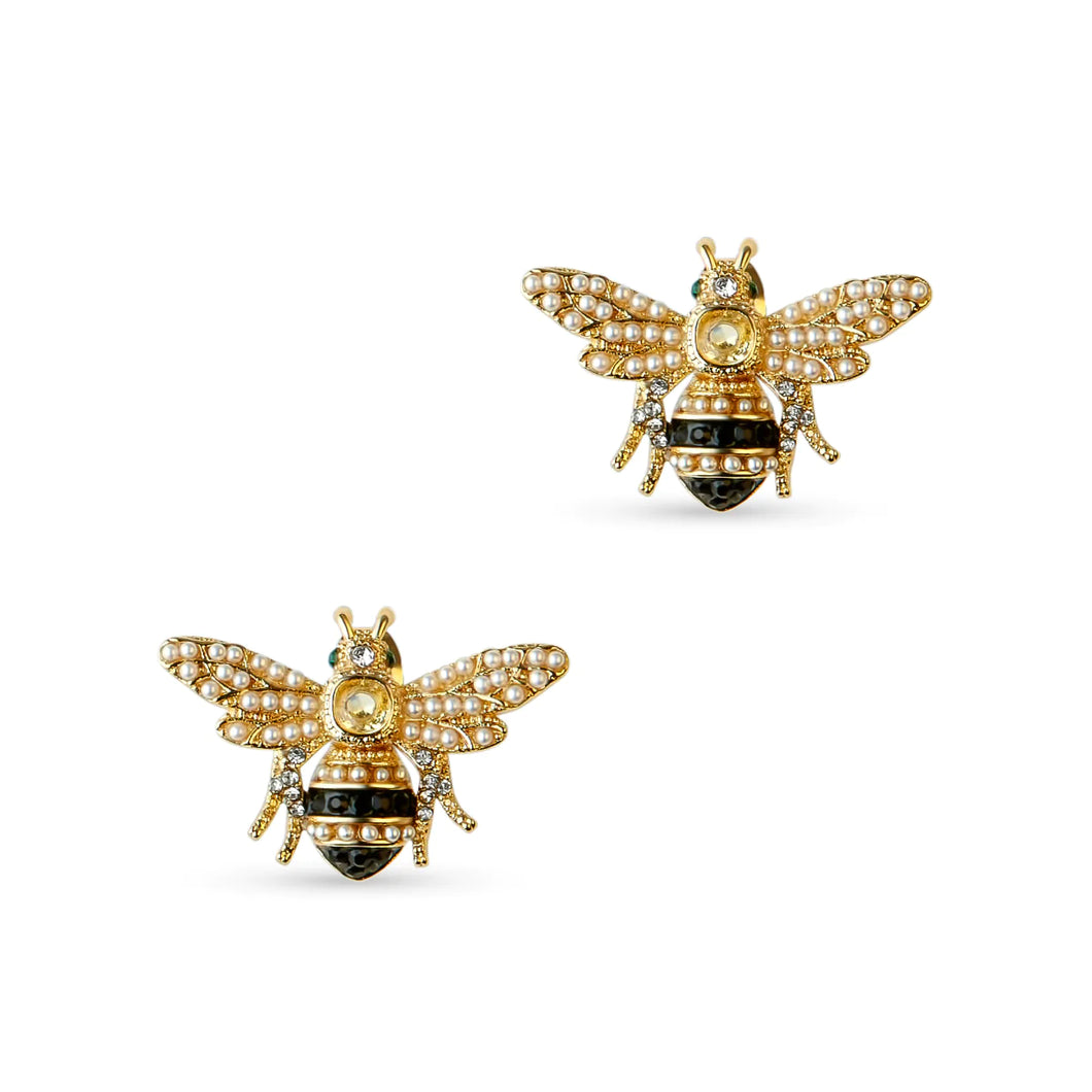 Bejewelled Bee Studs - Bill Skinner Studio