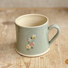 Load image into Gallery viewer, Hogben Pottery Mug - Hollyhock and Honey Bee
