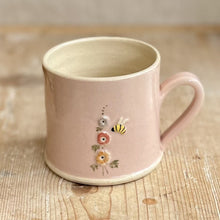 Load image into Gallery viewer, Hogben Pottery Mug - Hollyhock and Honey Bee

