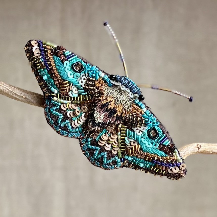 Embroidered Butterfly / Moth Brooch - Trovelore