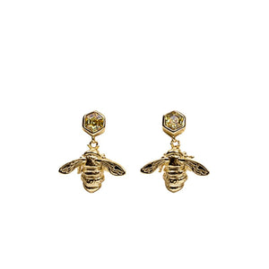 Hexagon Bee Drop Earrings - Bill Skinner