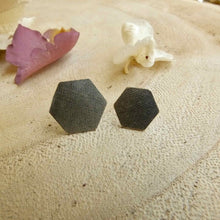 Load image into Gallery viewer, Silver Hexagonal Stud Earrings - Corrine Edwards
