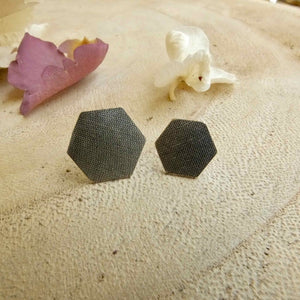 Silver Hexagonal Stud Earrings - Corrine Edwards