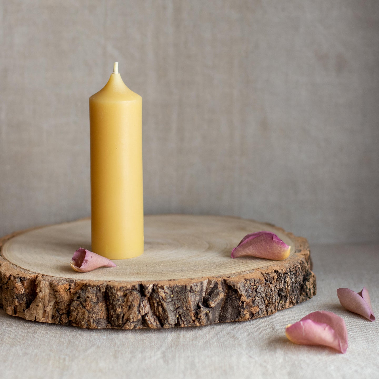 Natural beeswax pillar candles