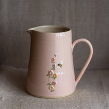 Load image into Gallery viewer, Hogben Pottery Jug - Hollyhock and Honey Bee
