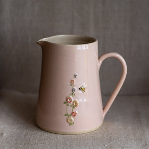 Hogben Pottery Jug - Hollyhock and Honey Bee