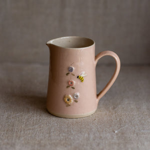 Hogben Pottery Jug - Hollyhock and Honey Bee