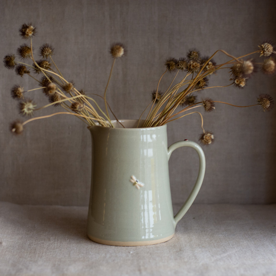 Hogben Pottery jug - bee and ladybird