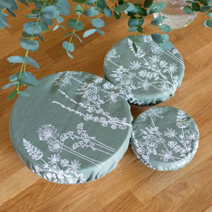 Reusable linen bowl covers, set of 3 - Helen Round