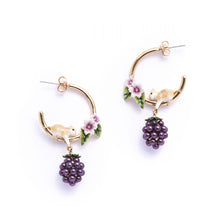 Load image into Gallery viewer, Blackberry &amp; Mouse Hoop Earrings - Bill Skinner Studio
